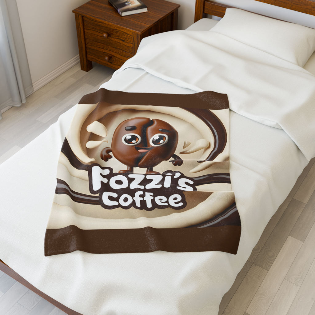 Fozzi’s Coffee Velveteen Plush Blanket — Cute Coffee Bean Cozy Throw