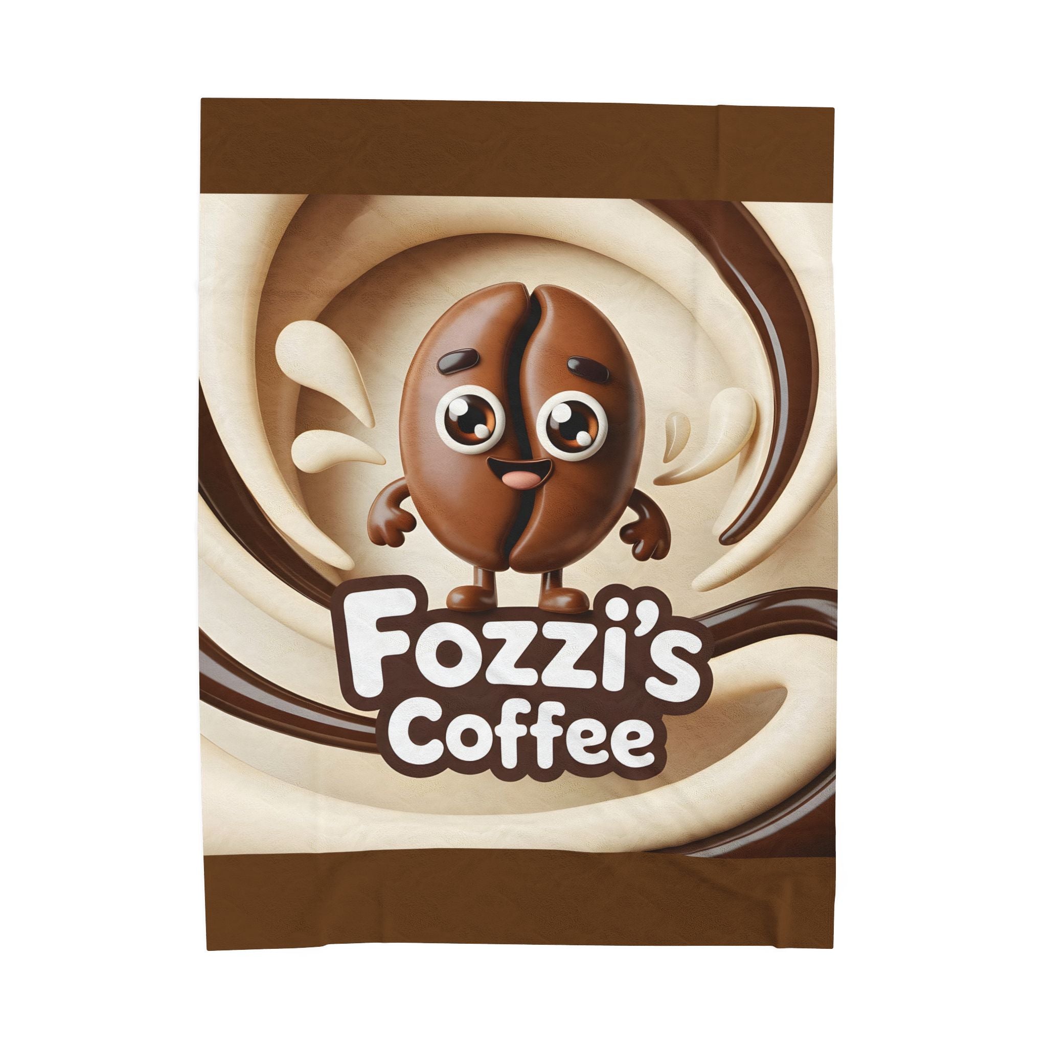 Fozzi’s Coffee Velveteen Plush Blanket — Cute Coffee Bean Cozy Throw