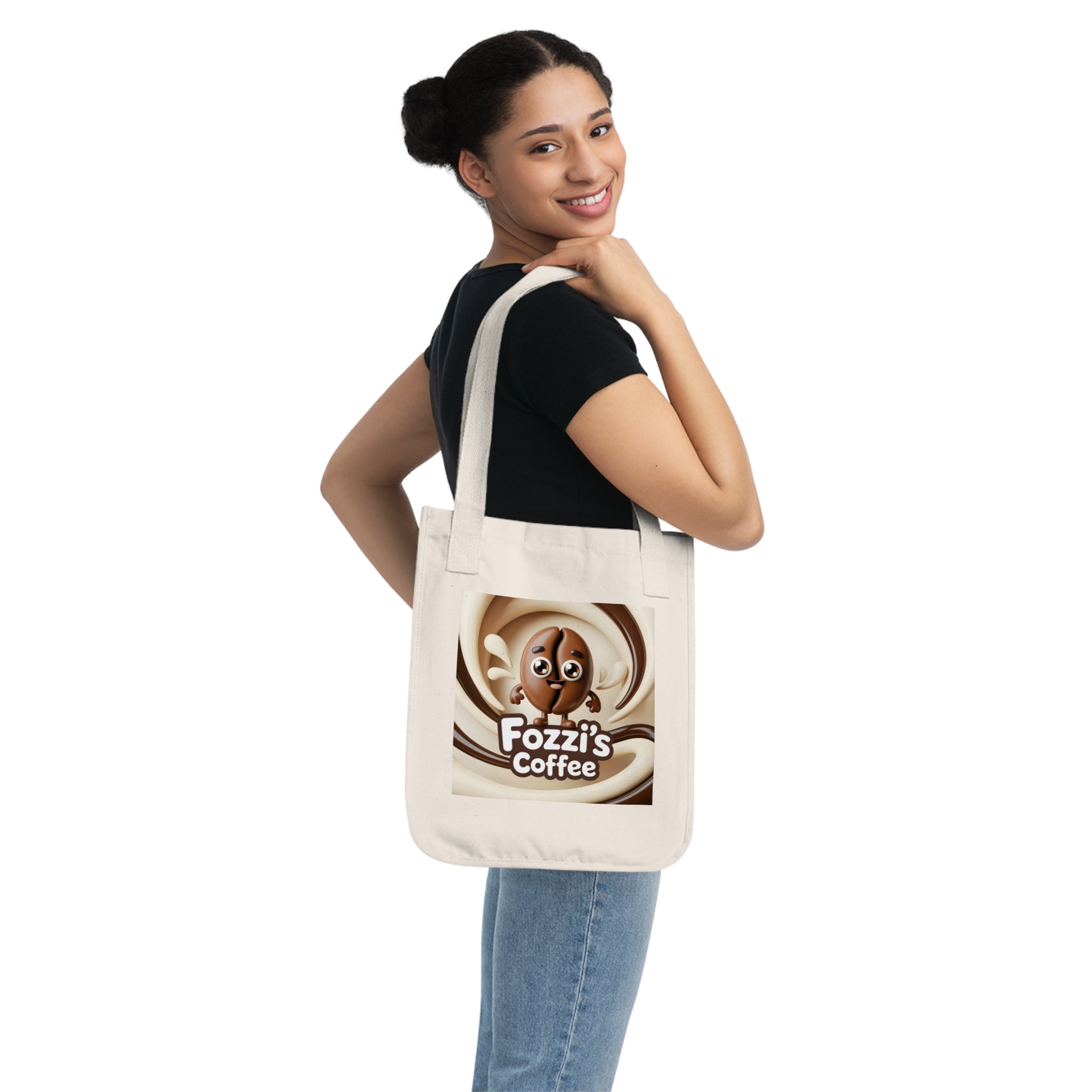 Fozzi’s Coffee Canvas Tote — Cute Coffee Bean Logo Organic Shopper Bag