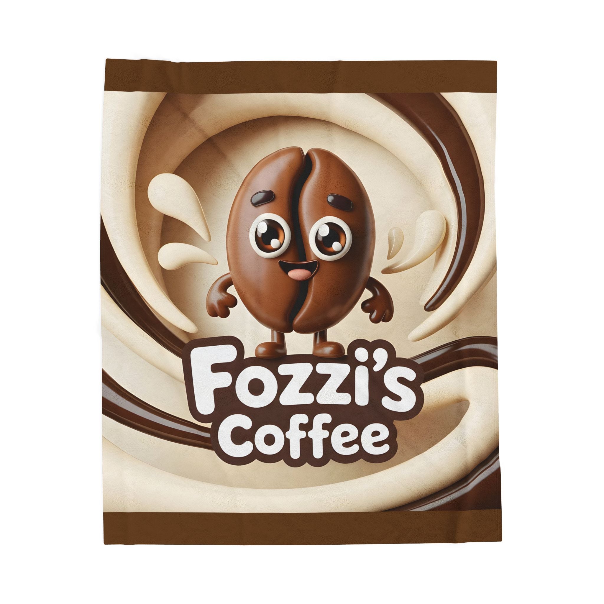 Fozzi’s Coffee Velveteen Plush Blanket — Cute Coffee Bean Cozy Throw